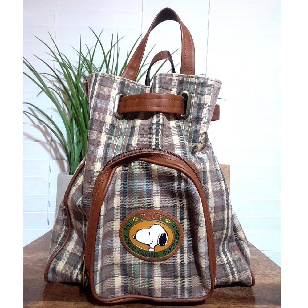 Plaid Women's Backpack - Brown and Green